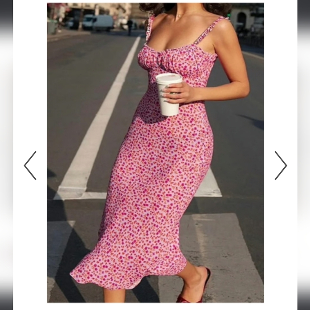 Ditsy Floral Print Stretchy Commense Dress
